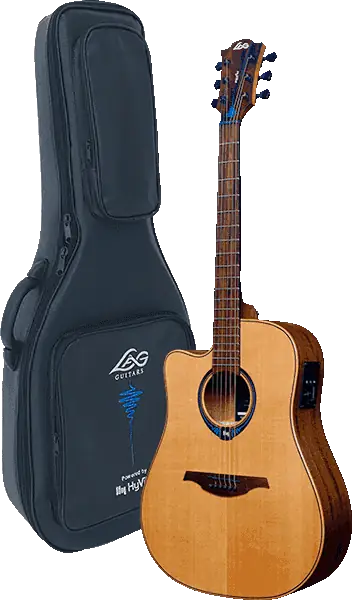 Lag Guitarra Acústica Dreadnought Tramontane Hyvibe 15 A/E Cutaway Zurdos Auto Amplificada Bluetooth Multi Efectos