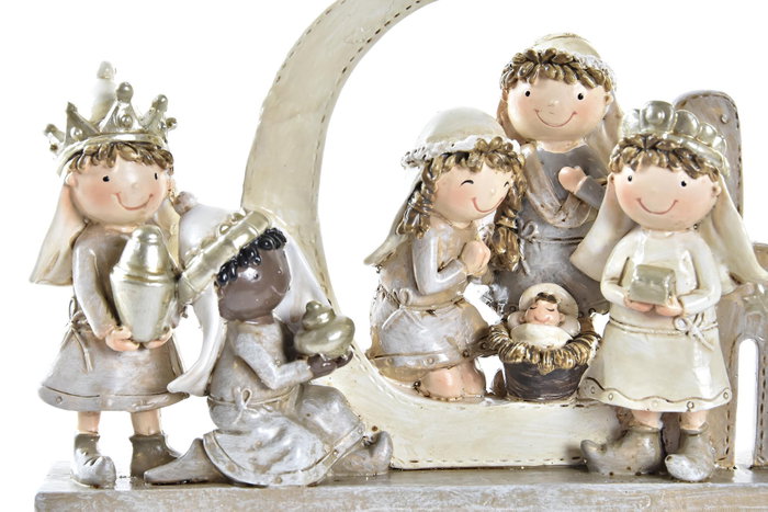 DKD Home Decor Figura Niòos Navidad Tradicional Marrón y Beige (2 Unidades)