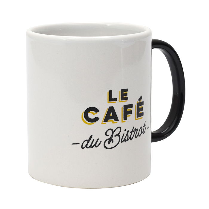 Home Deco Factory Mug Bistrot 300 Ml Cerámica Blanco Asa Negra Le Café Du Bistrot