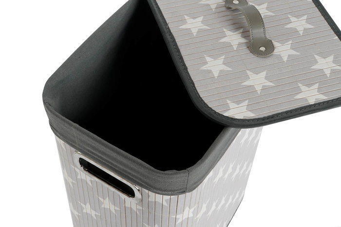 DKD Home Decor Set de 3 Cestas para la Ropa con Estrellas, Gris y Blanco