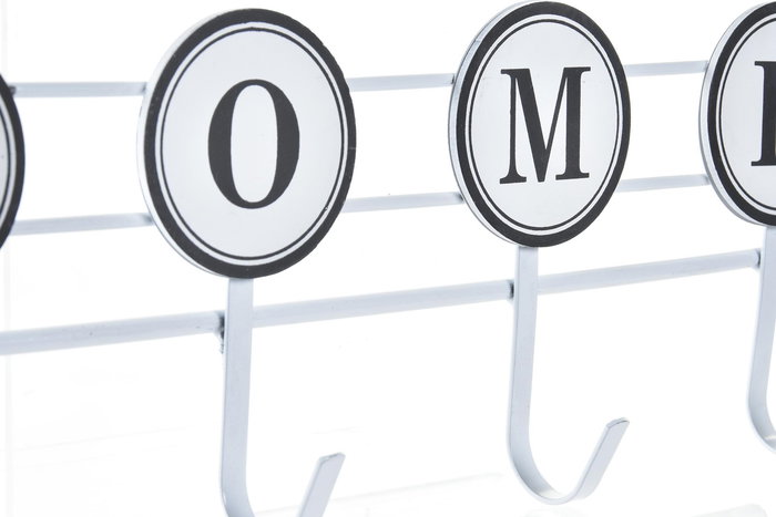 DKD Home Decor Perchero Pared Urban Blanco Metal y MDF 4 x 16 x 40 cm (4 Unidades)