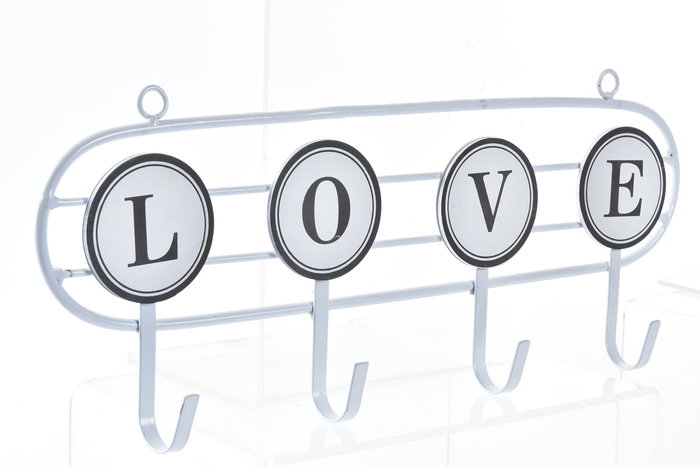 DKD Home Decor Perchero Pared Urban Blanco Metal y MDF 4 x 16 x 40 cm (4 Unidades)