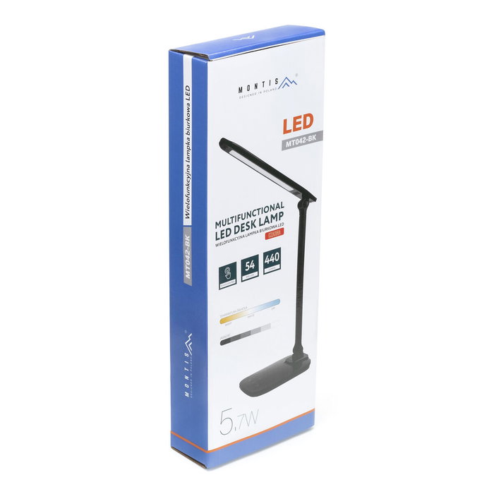 Montis lÁmpara de escritorio led multifuncional mt042-bk negro/black lÁmpara de mesa 5.7 w f negro