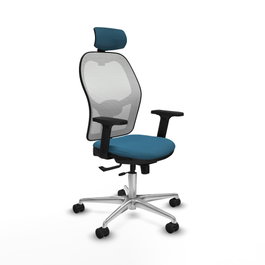 PIQUERAS Y CRESPO Silla de oficina Jorquera con mecanismo Sincro/Traslack Verde petróleo y Blanco
