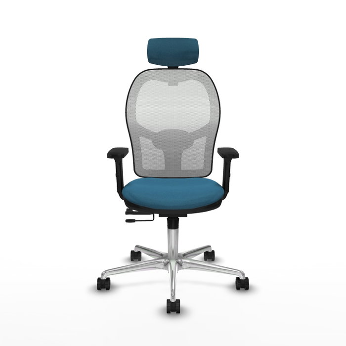 PIQUERAS Y CRESPO Silla de oficina Jorquera con mecanismo Sincro/Traslack Verde petróleo y Blanco