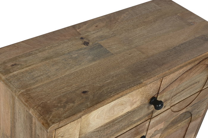 DKD Home Decor Cómoda Moderna de Madera de Mango Marrón Geométrica con 3 Cajones Desmontable 82x35x71 cm