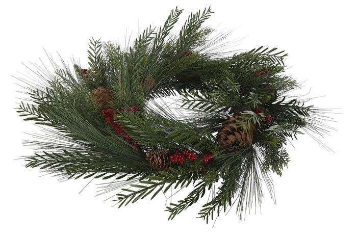 DKD Home Decor Corona Navidad Tradicional Verde Rojo 60 x 60 x 15 cm (2 Unidades)