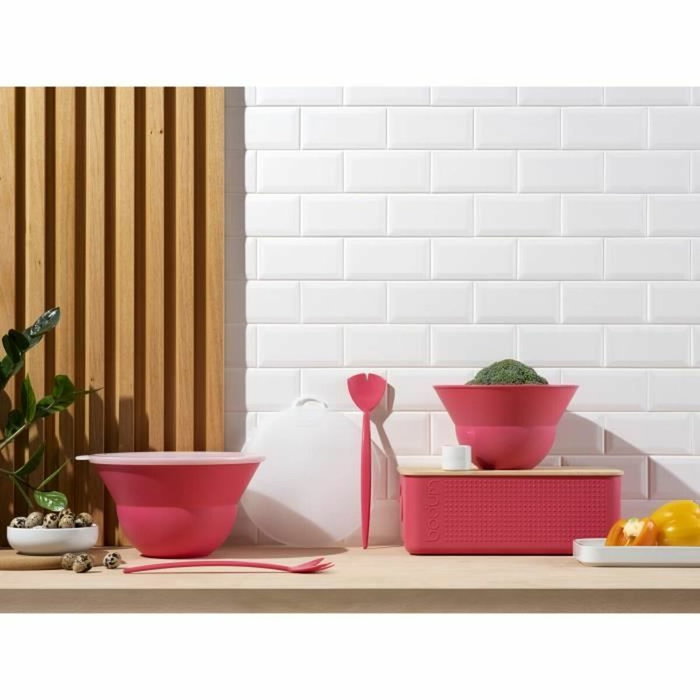 Bodum Juego de 2 ensaladeras Topee con tapa de silicona, Bubblegum Bodum Juego de 2 ensaladeras Topee con tapa de silicona, Bubblegum