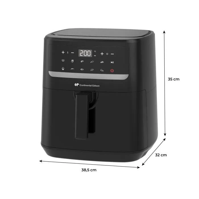 Continental Edison Freidora de Aire CEFR240092L - 9.2 L - 1800 W - Negra