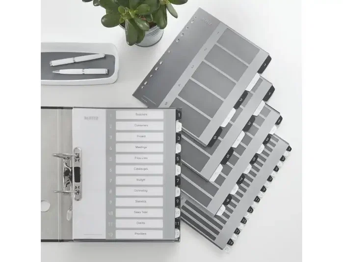 Leitz Separador Numérico WOW 1-12 Plástico Imprimible DIN A4 Blanco/Negro