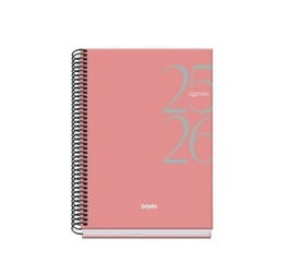 Dohe 52061 Agenda Escolar 2025-2026 Tamaño A5 Tapa Cartón Día Página Modelo System Basic Rosa
