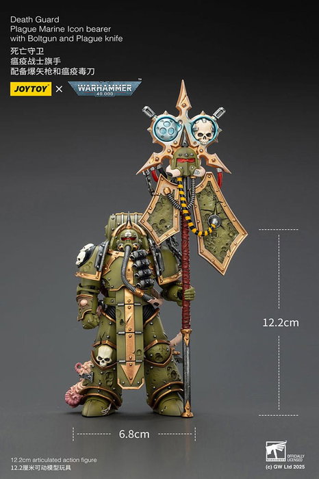 Warhammer 40,000 Figura Death Guard Plague Marine Icon bearer with Boltgun and Plague knife 12 cm