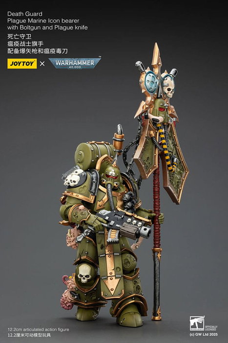 Warhammer 40,000 Figura Death Guard Plague Marine Icon bearer with Boltgun and Plague knife 12 cm