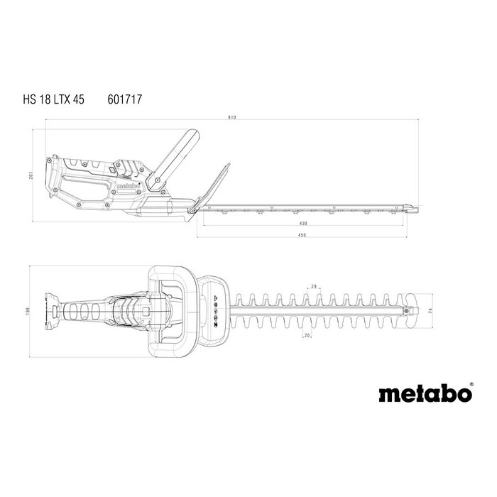 Metabo HS 18 LTX 45 V Cortasetos de Batería 18 V