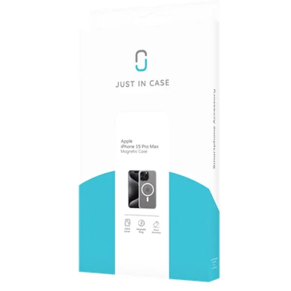 Just in Case 8305992 Funda Compatible MagSafe para Apple iPhone 15 Pro Max - Transparente, TPU, Resistente a Golpes y Rayones, con Anillo Magnético