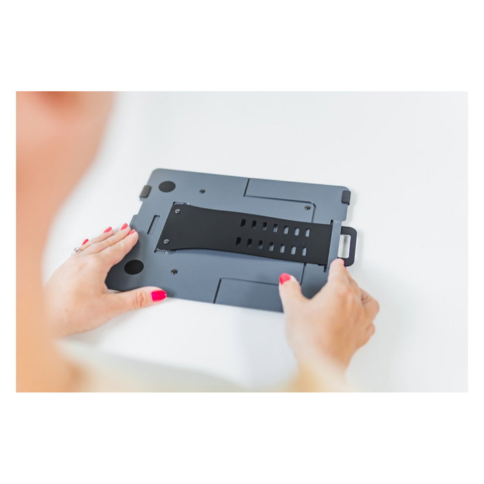 BakkerElkhuizen FlexTop 170 Soporte para Laptop y Tablet Ajustable Plegable, 10" a 16", 3 kg, Gris Oscuro, Aluminio, Caucho, Acero