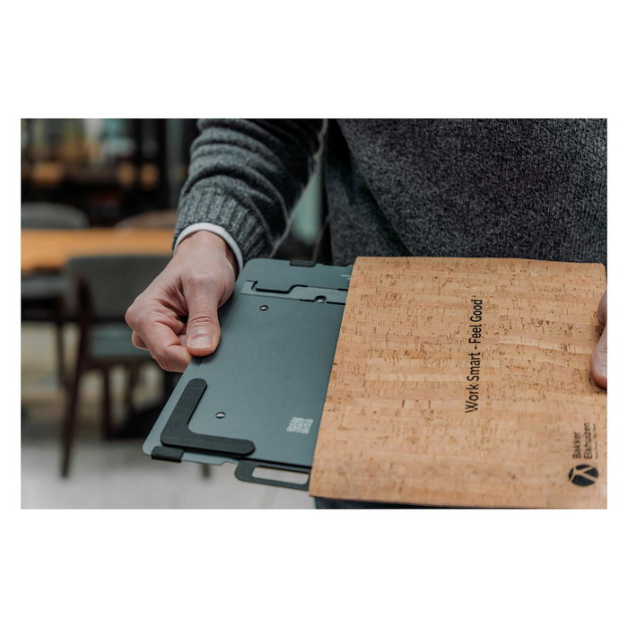 BakkerElkhuizen FlexTop 170 Soporte para Laptop y Tablet Ajustable Plegable, 10" a 16", 3 kg, Gris Oscuro, Aluminio, Caucho, Acero