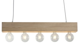 DKD Home Decor Lámpara de Techo de Madera para 5 Bombillas E27