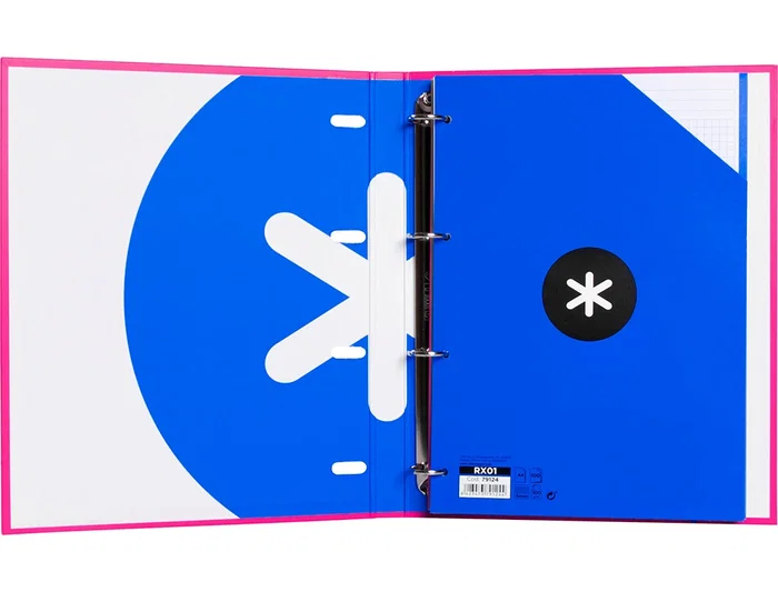 Antartik Carpeta con recambio A4, cuadro 5mm, forrada, 4 anillas 25mm redondas, color rosa, papel 100 g/m²