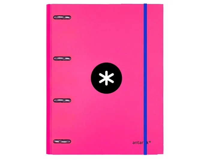Antartik Carpeta con recambio A4, cuadro 5mm, forrada, 4 anillas 25mm redondas, color rosa, papel 100 g/m²