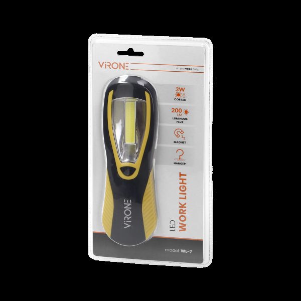 ORNO Linterna LED de Taller WL-7 con Colgador e Iman para Pilas 3 AAA, Iluminación para Trabajos Técnicos y Domésticos