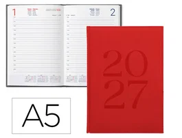 Liderpapel Agenda de oficina 2027 encuadernada día por página A5 rojo