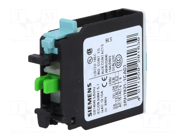 Siemens 3RH19211CA01 Bloque de contactos auxiliares 1p con conexión de tornillo