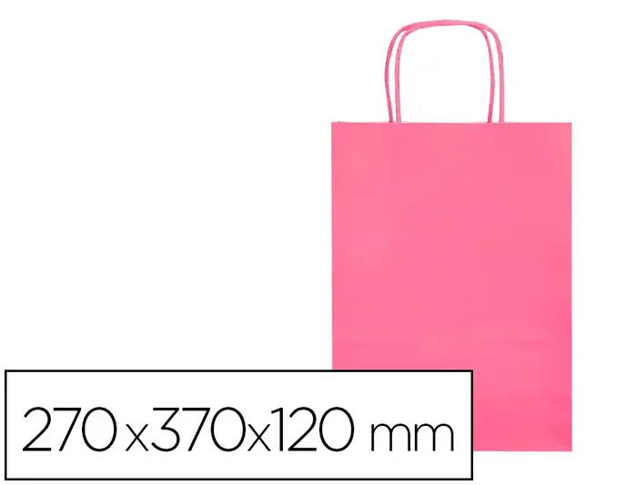 Q-connect Bolsa Papel Celulosa Rosa M con Asa Retorcida 270x370x120 mm (Paquete de 25) Q-connect Bolsa Papel Celulosa Rosa M con Asa Retorcida 270x370x120 mm (Paquete de 25)