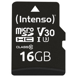 Intenso 3433470 MicroSDHC 16GB Clase 10 UHS-I U3 V30 Lectura 100MB/s Escritura 45MB/s Tarjeta de Memoria con Adaptador SD