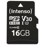 Intenso 3433470 MicroSDHC 16GB Clase 10 UHS-I U3 V30 Lectura 100MB/s Escritura 45MB/s Tarjeta de Memoria con Adaptador SD