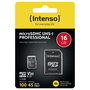 Intenso 3433470 MicroSDHC 16GB Clase 10 UHS-I U3 V30 Lectura 100MB/s Escritura 45MB/s Tarjeta de Memoria con Adaptador SD