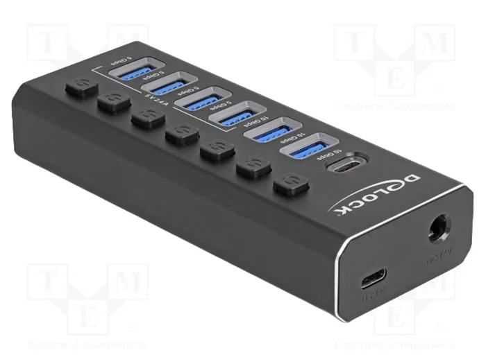 DeLOCK Hub USB de 7 puertos con 10 Gbps y carga rápida, Negro, 64326 DeLOCK Hub USB de 7 puertos con 10 Gbps y carga rápida, Negro, 64326