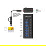 DeLOCK 64326 Hub USB 7 Puertos 4x 10 Gbps (USB 3.2 Gen 2) y 4x Carga Rápida 5 Gbps (USB 3.2 Gen 1) con Interruptor y LED - Negro Metal