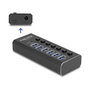 DeLOCK Hub USB de 7 puertos con 10 Gbps y carga rápida, Negro, 64326