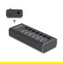 DeLOCK 64326 Hub USB 7 Puertos 4x 10 Gbps (USB 3.2 Gen 2) y 4x Carga Rápida 5 Gbps (USB 3.2 Gen 1) con Interruptor y LED - Negro Metal