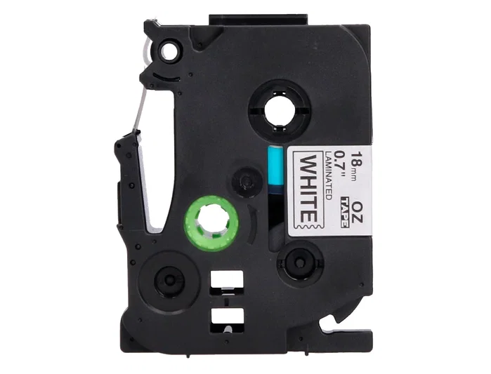 Q-connect Cinta TZE-241 Blanco-Negro 18mm 8m