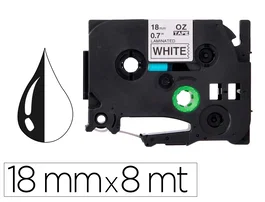 Q-connect Cinta TZE-241 Blanco-Negro 18mm 8m