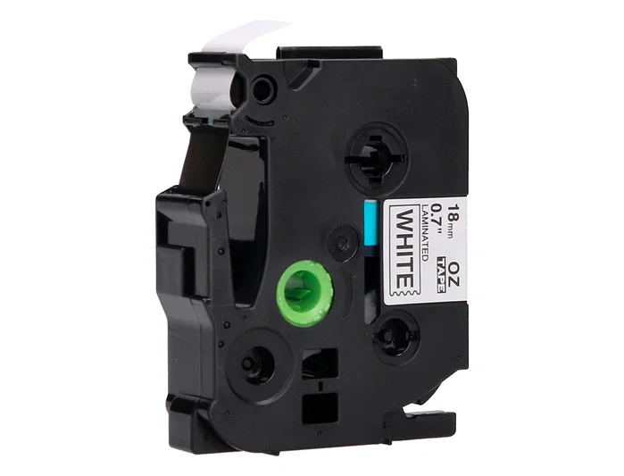 Q-connect Cinta TZE-241 Blanco-Negro 18mm 8m