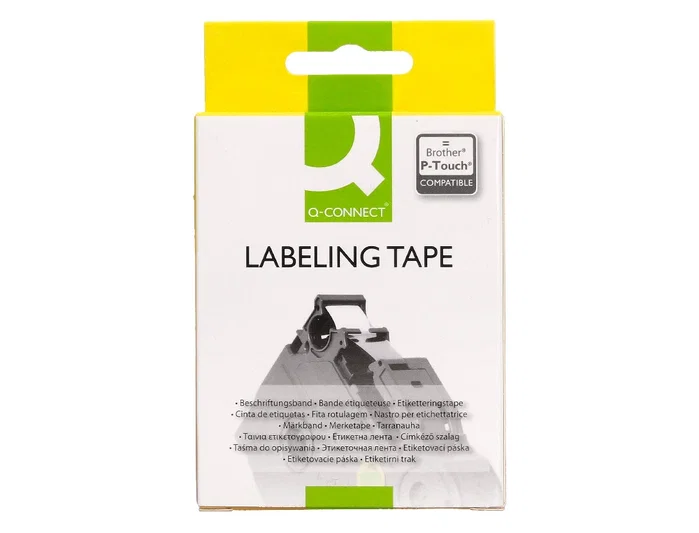 Q-connect Cinta TZE-241 Blanco-Negro 18mm 8m