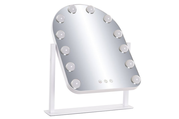 DKD Home Decor Espejo LED de Cristal Blanco con Control Táctil