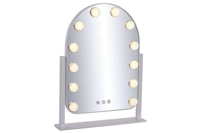 DKD Home Decor Espejo LED de Cristal Blanco con Control Táctil