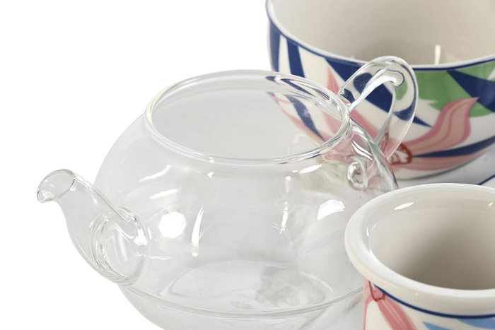 DKD Home Decor Tetera Moderno 3 Unidades Azul Verde 13.5 x 14 x 16.5 cm