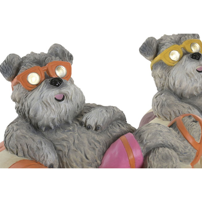 DKD Home Decor Set de 2 Figuras de Perro en Magnesia Multicolor