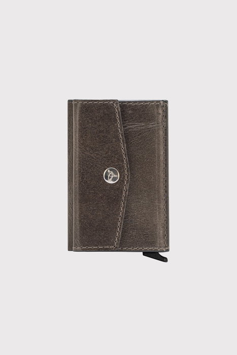 Zoozie Bags Tarjetero Gris Piel Auténtica Elegante y Funcional para Tarjetas de Crédito y Documentos 6.5x2x9.5 cm