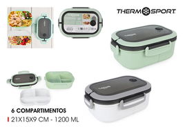 Thermosport Fiambrera 6 Departamentos Rectangular 21x15x9 cm (6 Unidades)
