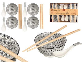 Kinvara Set 12 Piezas Sushi Blanco 37.5x7x25.5 cm (Set de 6)