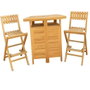 DKD Home Decor Set de Bar de Teca con 2 Taburetes