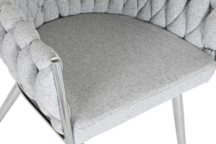 DKD Home Decor Silla Trenzada Gris de Poliéster y Metal DKD Home Decor Silla Trenzada Gris de Poliéster y Metal