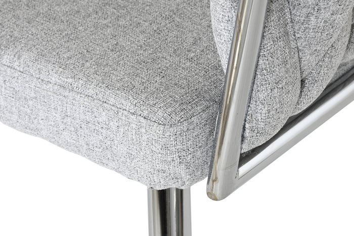 DKD Home Decor Silla Trenzada Gris de Poliéster y Metal DKD Home Decor Silla Trenzada Gris de Poliéster y Metal