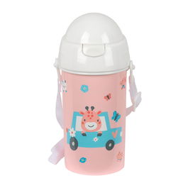 Botella de Agua Safta Jirafa Coral PVC 500 ml